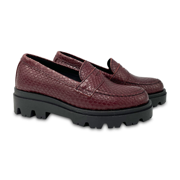 LMDI Burgundy Crust Textured Chunky Penny Loafer 21577