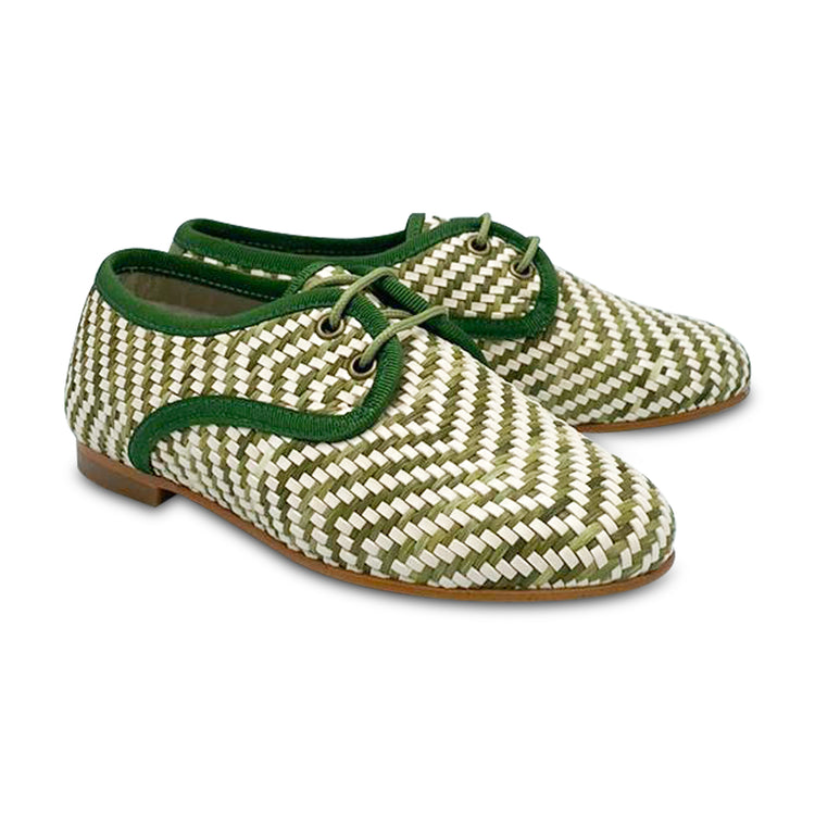 LMDI Green Basket Weave Brown Lace Shoe 137152
