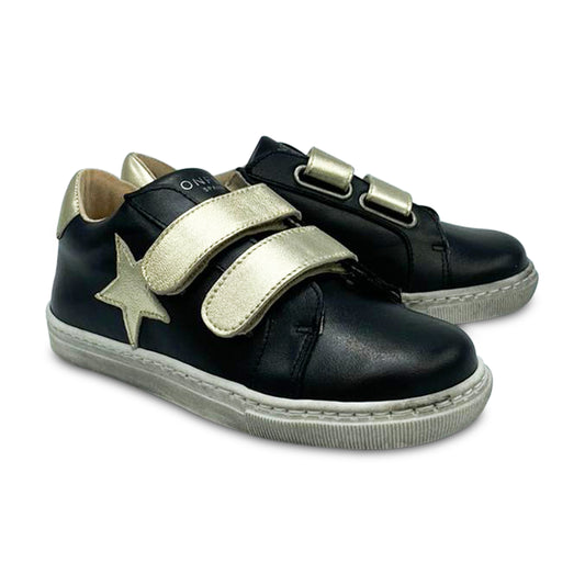 Confetti Black Gold Star Velcro Sneaker 3428