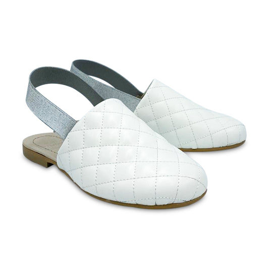 HOO White Quilted Leather Slingback 2433