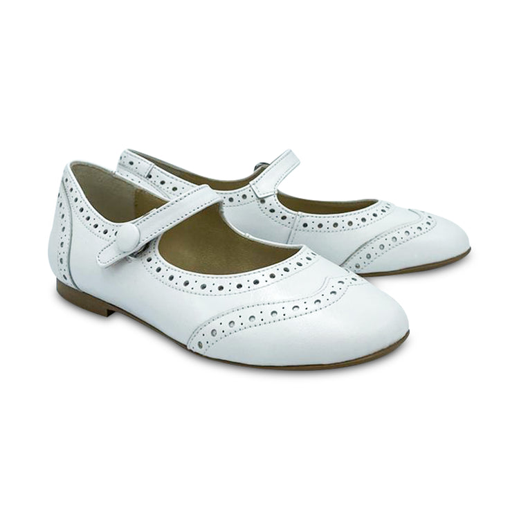 Brunellis White Leather Wingtip Mary Jane