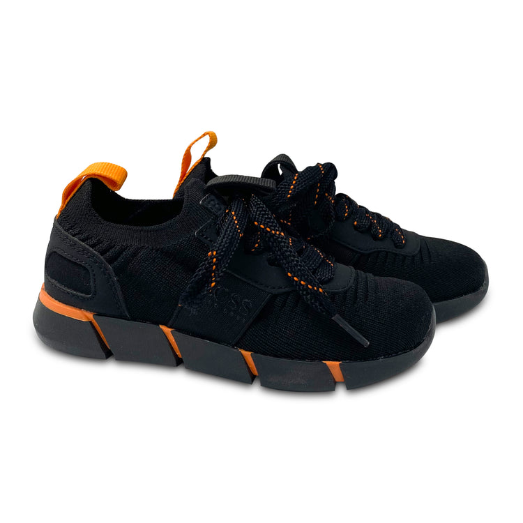 Hugo Boss Black Orange Slip On Knit Lace Sock Sneaker J29265