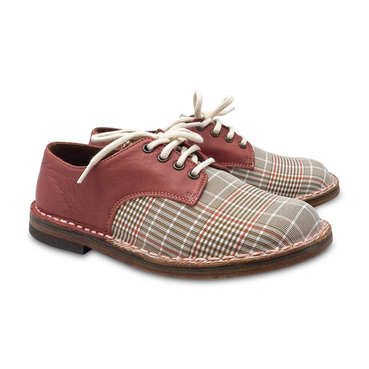 Pepe Brown Plaid Barry Cafe' Lace up Dress Shoe S1010