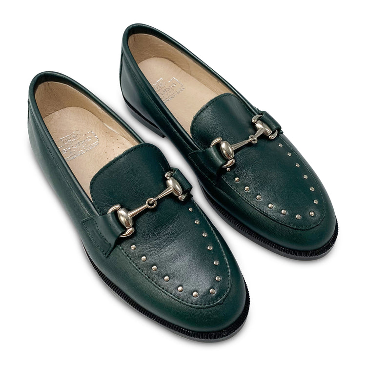 Hoo Pine Green Studded Chain Loafer 3176