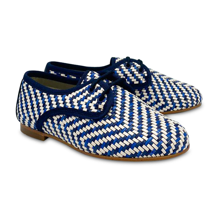 LMDI Collection Blue Basket Weave Lace Up Oxford 137152